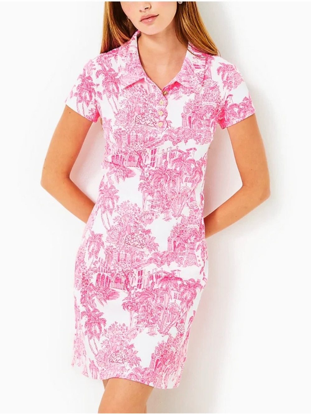LILLY PULITZER SIZE SMALL FRIDA SCALLOP POLO DRESS *PB ANNIVERSARY TOILE *